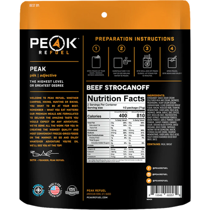 PEAK - Refuel Freeze-Dried Meals - Beef Stroganoff