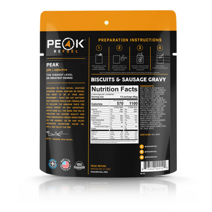 PEAK - Refuel Freeze-Dried Meals - Biscuits & Sausage Gravy