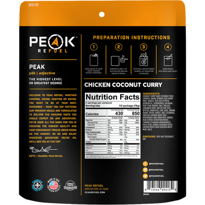 PEAK - Refuel Freeze-Dried Meals - Chicken Coconut Curry