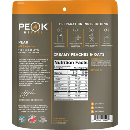 PEAK - Refuel Freeze-Dried Meals - Creamy Peaches and Oats